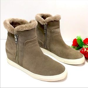 STEVEN BY STEVE MADDEN CACIA WEDGED SUEDE  BOOTS